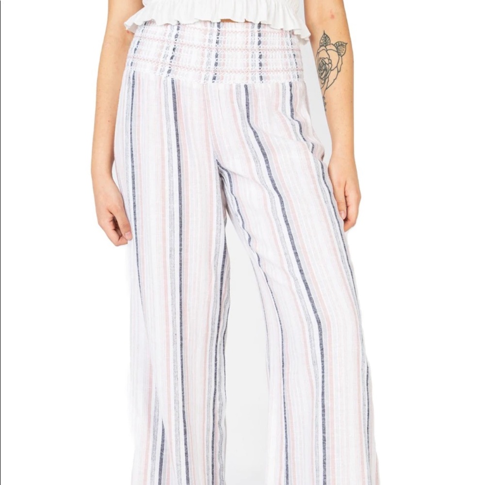 Re-Wash the Label- smocked wide leg linen pants